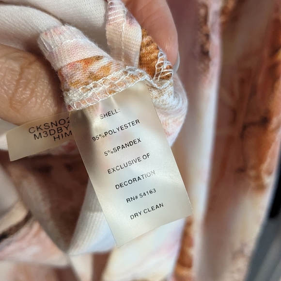 Calvin Klein Y2K 2000s fit & flare A-line pink snakeskin print dress + belt sz 4 - Picture 10 of 11